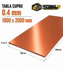 Tabla cupru 0.4mm – 1000 x 2000 mm – EN Cu-DHP Tabla cupru 0.4mm – 1000 x 2000 mm – EN Cu-DHP